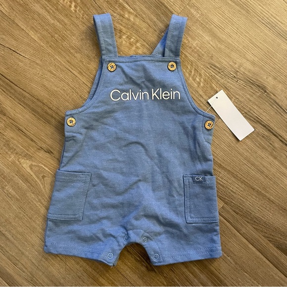 Calvin Klein Other - NWT Calvin Klein Baby Wood Button Overalls Size 3/6M